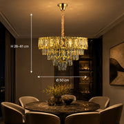 Crystal Chandelier BELVEDERE Elegance 8xE14, Διάμετρος 50cm, Γυαλιστερό Χρυσό, Ρυθμιζόμενο Ύψος - 01_CC912-500GD.png