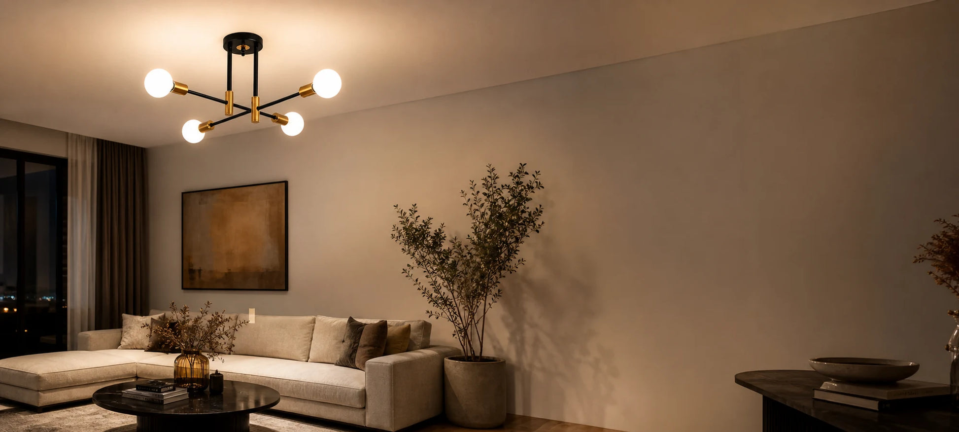Gentile Modernist Chandelier, 4x E27, Black and Gold, Modern Design - 01_LC362-4BKGD.png