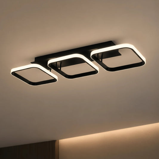 Πολυέλαιος LED VERTEX 34W, 3 Τετράγωνα, Γραμμικό, Κρύο/Ζεστό/Ουδέτερο φως, Μαύρο