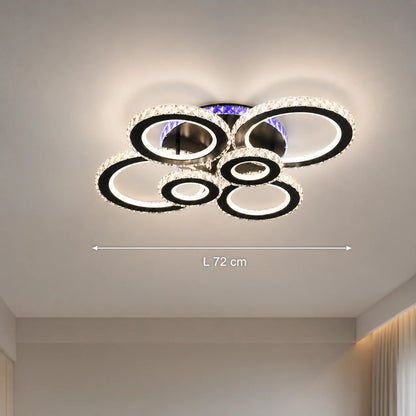 Lustra LED cu telecomanda si cristal NOVA ROTONDA RGB 145W, 6 Cercuri, lumina Rece/Calda/Neutra, Dimabila, Negru - 01_LT073-6BK.png