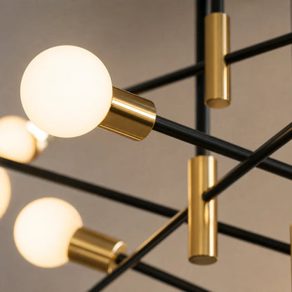 Modernist Hexa 8 Duo Chandelier, 8x E27, Black and Gold, Modern Design - 02_LC362-8BKGD.png