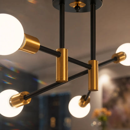 Gentile Modernist Chandelier, 4x E27, Black and Gold, Modern Design - 03_LC362-4BKGD.png