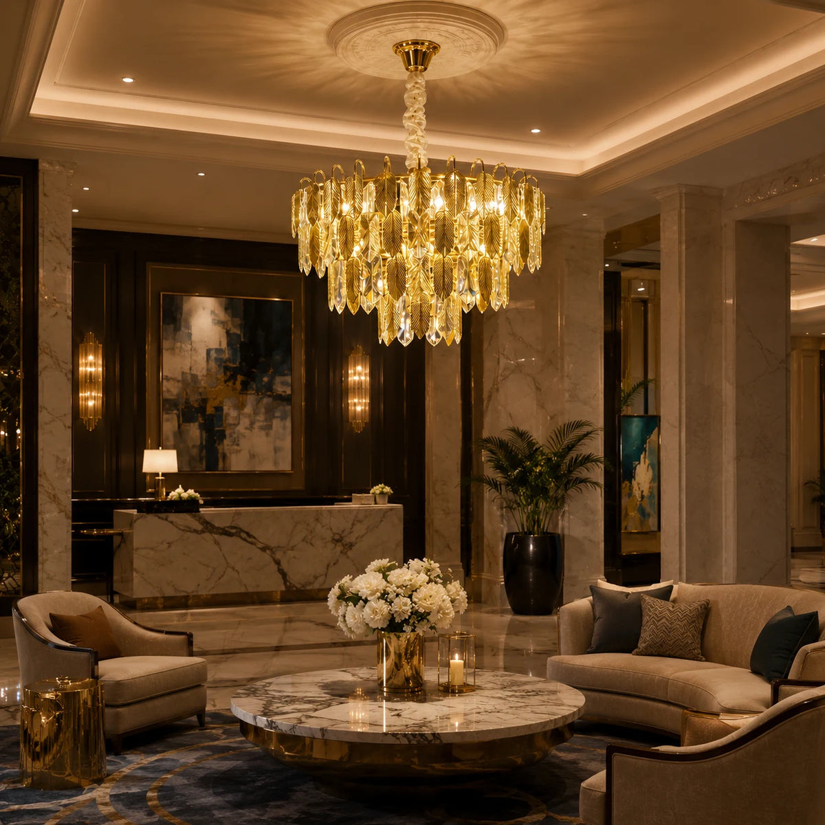Crystal Chandelier VENARIA 8x E14, Διάμετρος 50cm, Γυαλιστερό Χρυσό, Ρυθμιζόμενο Ύψος - 04_CC8052-500GD.png