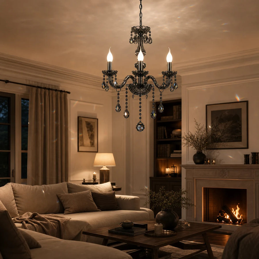 Crystal Chandelier AUGUST Eleganza, 3xE14, Διάμετρος 48cm, Ασημί, Ρυθμιζόμενο Ύψος - 05_CC125-3BK.png