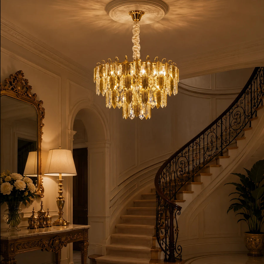 Crystal Chandelier VENARIA 8x E14, Διάμετρος 50cm, Γυαλιστερό Χρυσό, Ρυθμιζόμενο Ύψος - 05_CC8052-500GD.png