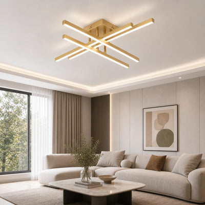 Πολυέλαιος LED με Τηλεχειριστήριο LINEX, 53W, Light 3000K/4000K/6000K, Dimmable, Gold
