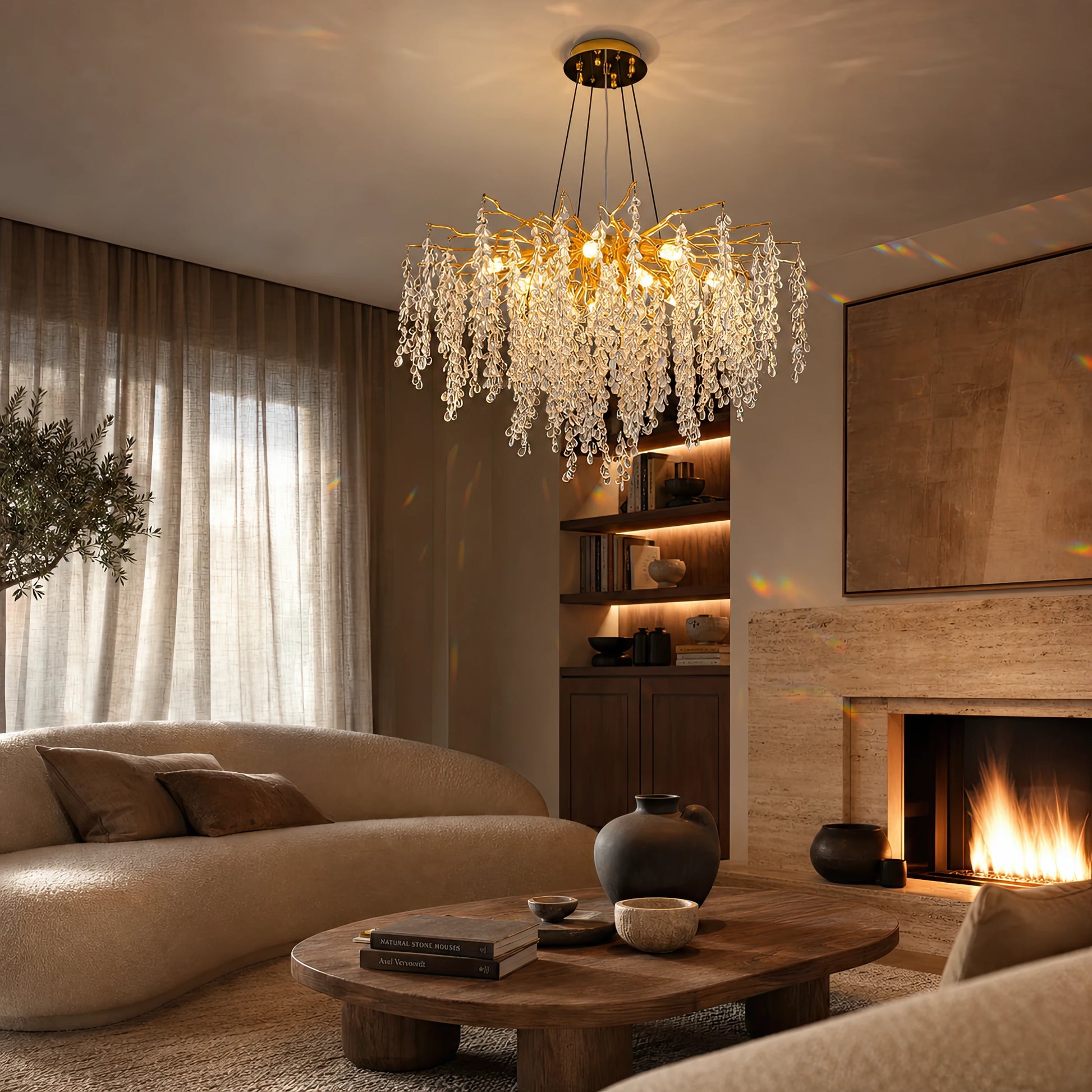 WALTZ Cascade Crystal Chandelier, 9x G9, Gold, 80cm, Ρυθμιζόμενο Ύψος - 06_CC331-80.png