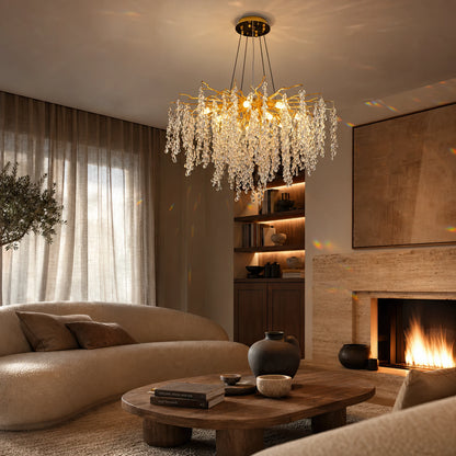 WALTZ Cascade Crystal Chandelier, 9x G9, Gold, 80cm, Ρυθμιζόμενο Ύψος - 06_CC331-80.png