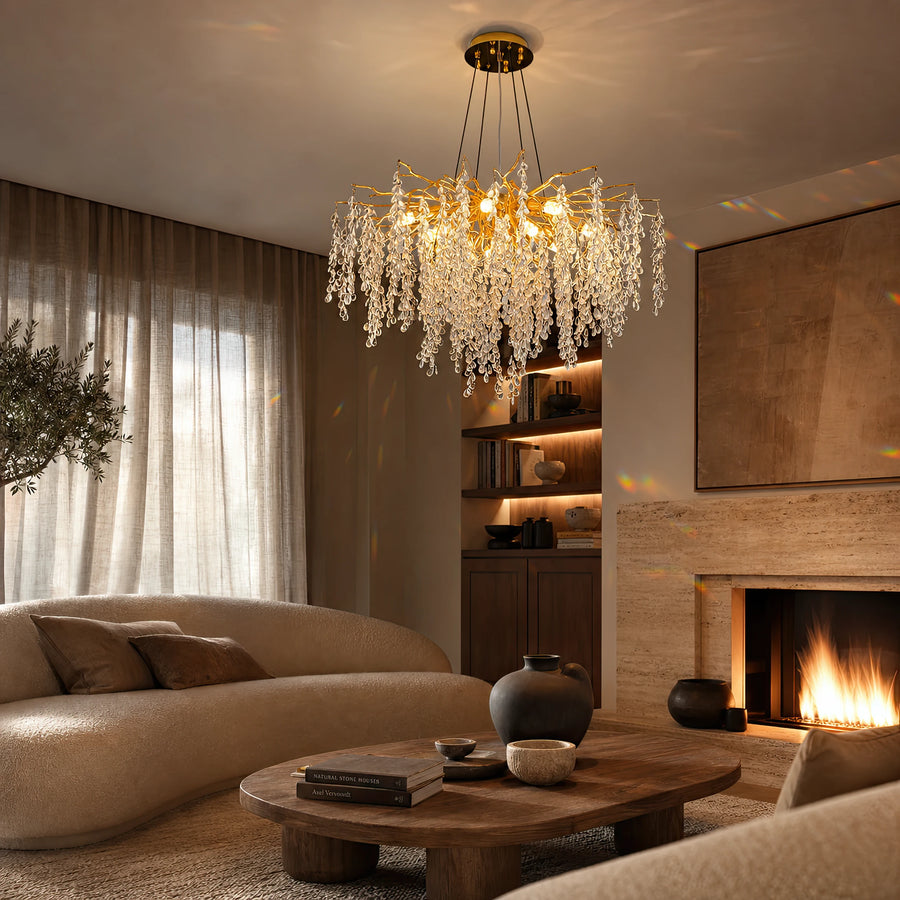 WALTZ Cascade Crystal Chandelier, 9x G9, Gold, 80cm, Ρυθμιζόμενο Ύψος - 06_CC331-80.png