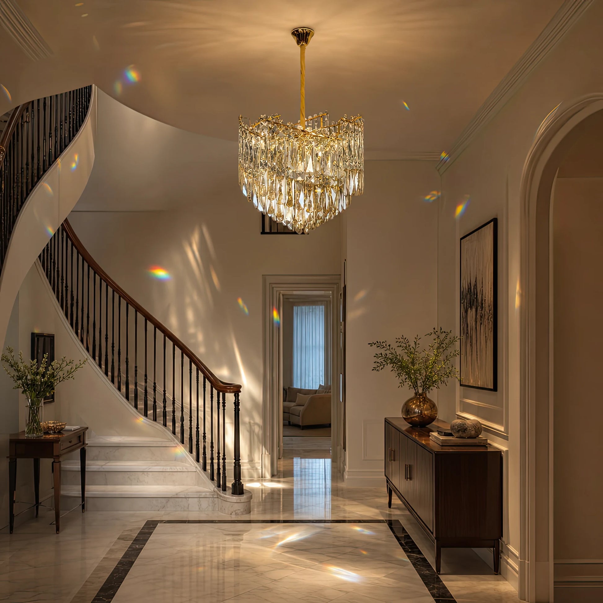 TOPKAPI Nobile Crystal Chandelier 6xE14, Διάμετρος 40cm, Γυαλιστερό Χρυσό, Ρυθμιζόμενο ύψος - 06_CC810-400GD.png