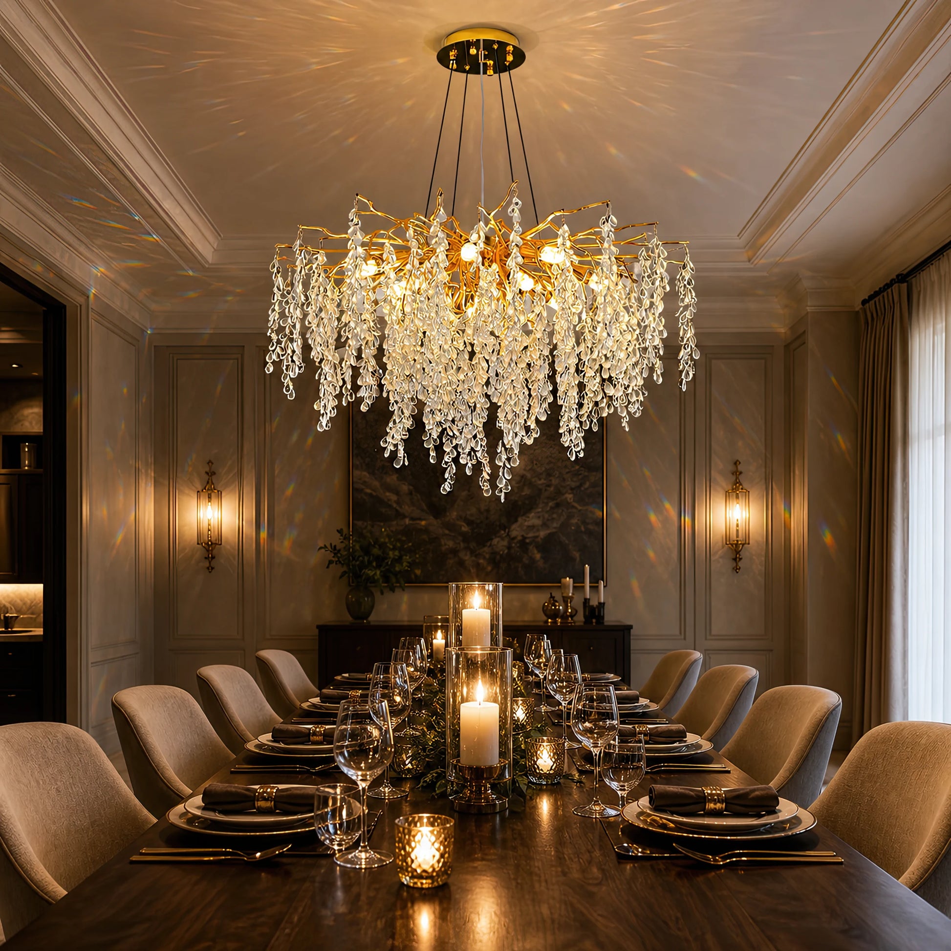 WALTZ Cascade Crystal Chandelier, 9x G9, Gold, 80cm, Ρυθμιζόμενο Ύψος - 07_CC331-80.png