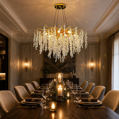 WALTZ Cascade Crystal Chandelier, 9x G9, Gold, 80cm, Ρυθμιζόμενο Ύψος - 07_CC331-80.png