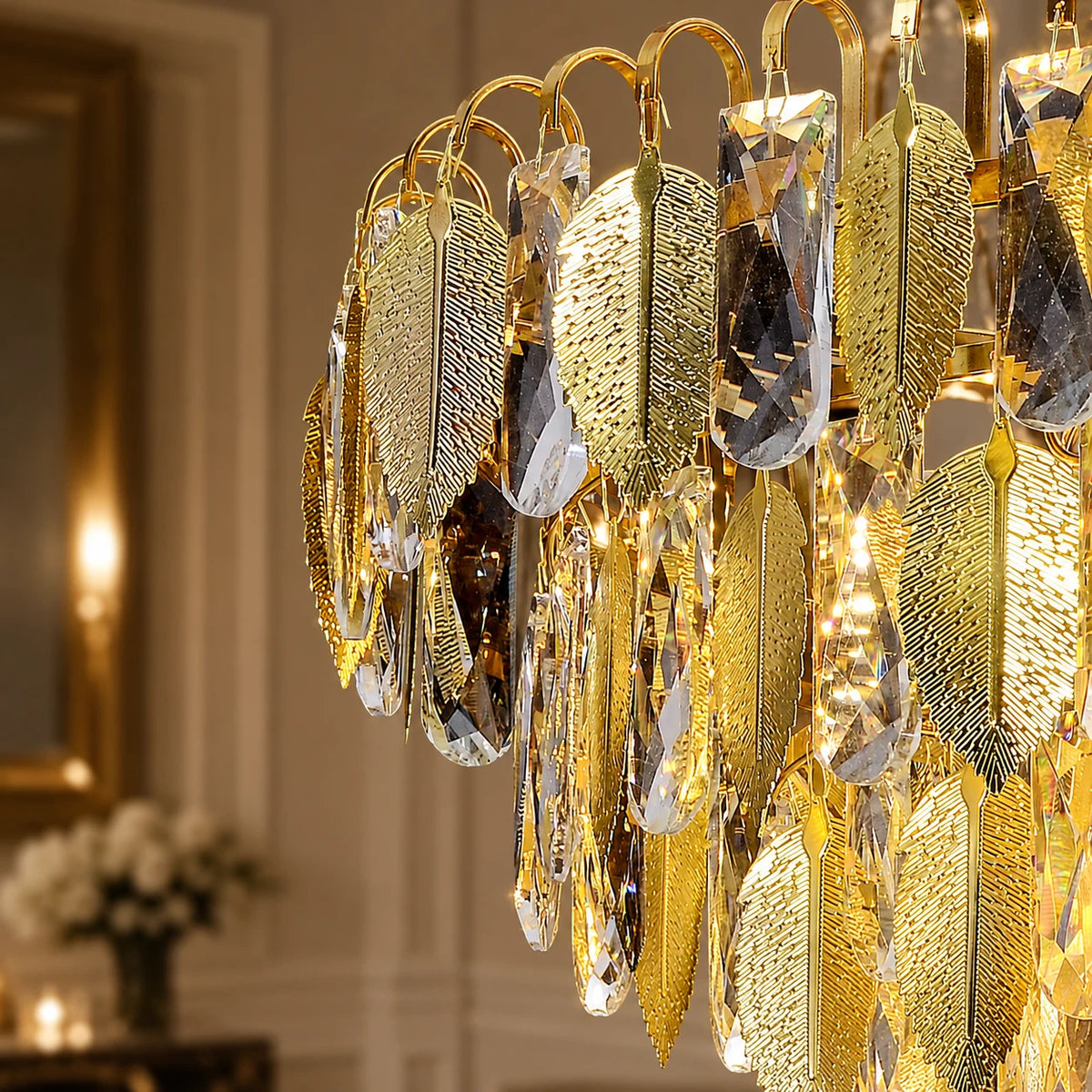 Crystal Chandelier VENARIA 8x E14, Διάμετρος 50cm, Γυαλιστερό Χρυσό, Ρυθμιζόμενο Ύψος - 07_CC8052-500GD.png