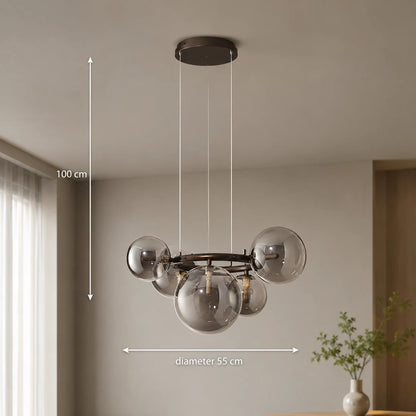 Πολυέλαιος με Στρογγυλή Απόχρωση, VENERE Zodiaco, 1 Circle 5xG9, Μεταλλικός, Μαύρος, Ρυθμιζόμενο Ύψος - 07_LC811-5.png