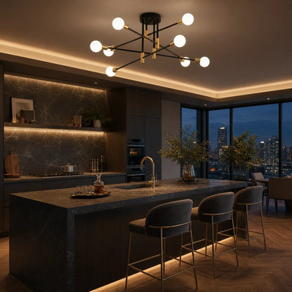 Modernist Hexa 8 Duo Chandelier, 8x E27, Black and Gold, Modern Design - 08_LC362-8BKGD.png