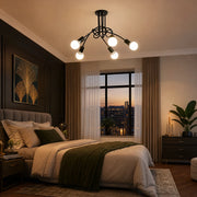 Modernist Chandelier Penta 5, 5x E27, Black, Modern Design - 09_LC366-5BK.png