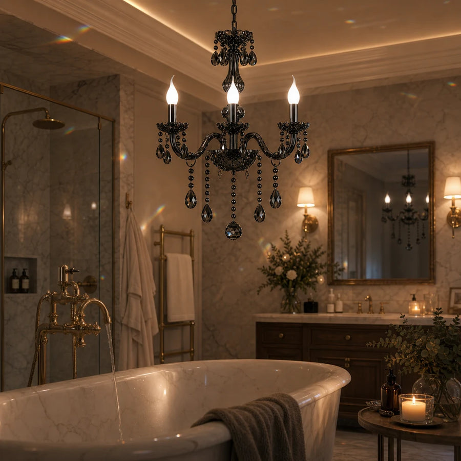 Crystal Chandelier AUGUST Eleganza, 3xE14, Διάμετρος 48cm, Ασημί, Ρυθμιζόμενο Ύψος - 11_CC125-3BK.png