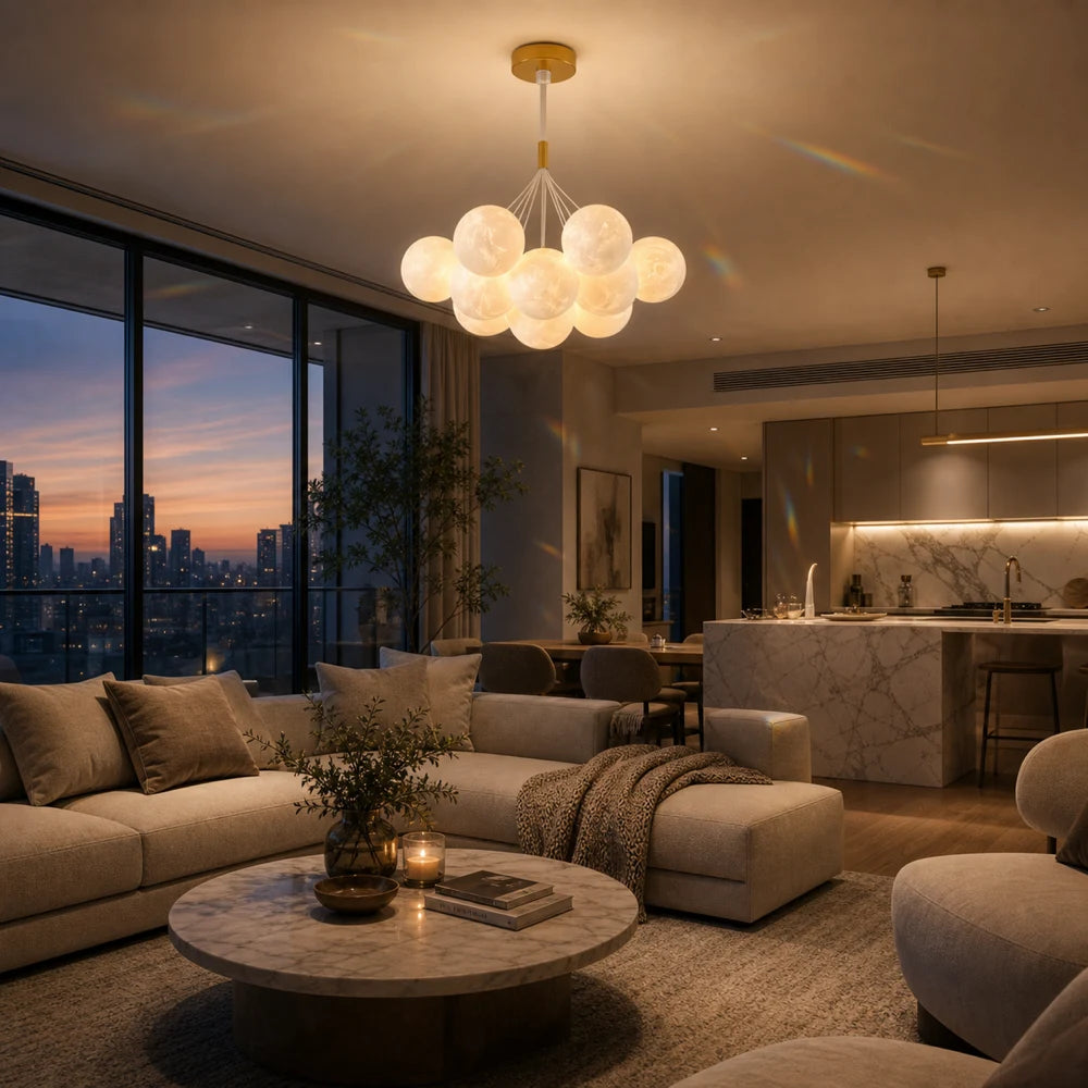 ΣΥΓΧΡΟΝΟΣ πολυέλαιος, τύπου εκκρεμές, LOFT Bagliore, Globe, 7xE27, Ρυθμιζόμενο ύψος, Χρυσός - 11_LC816-7GD.png