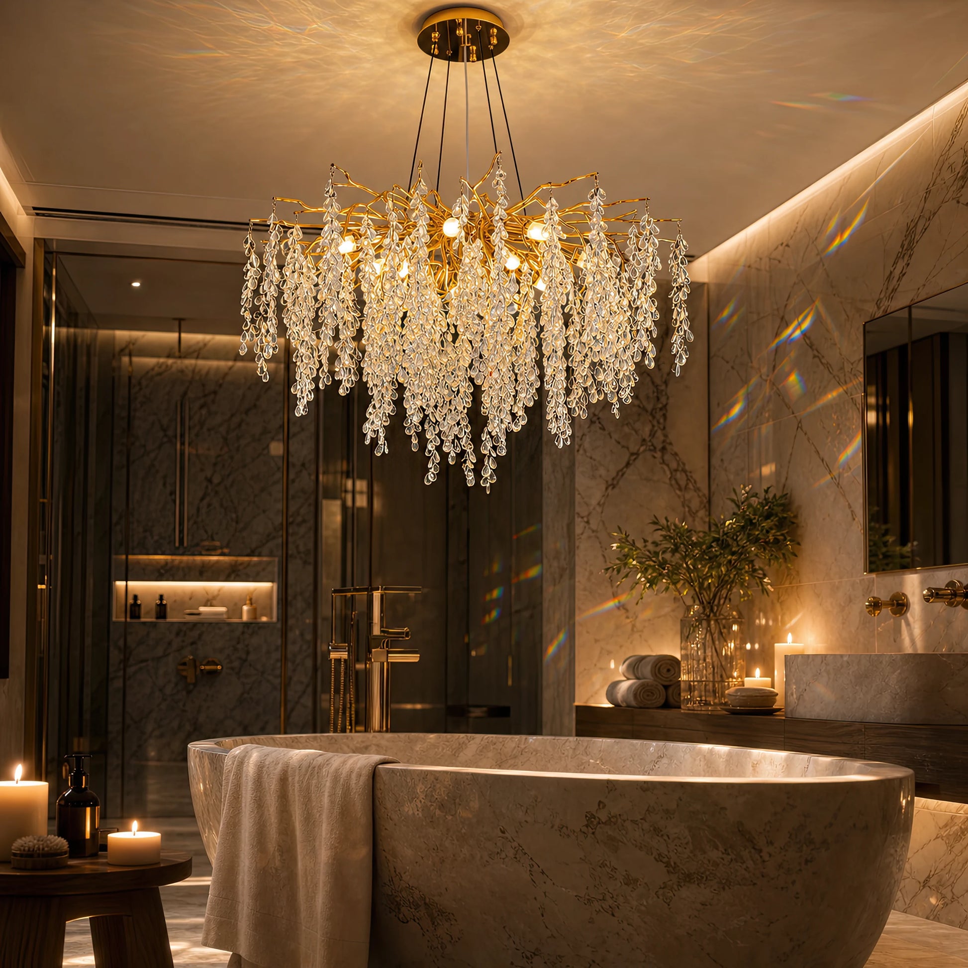 WALTZ Cascade Crystal Chandelier, 9x G9, Gold, 80cm, Ρυθμιζόμενο ύψος - 12_CC331-80.png