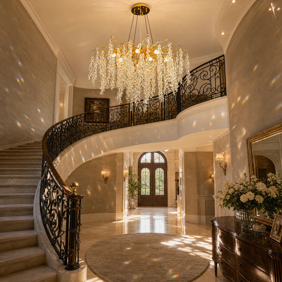 WALTZ Cascade Crystal Chandelier, 9x G9, Gold, 80cm, Ρυθμιζόμενο ύψος - 13_CC331-80.png