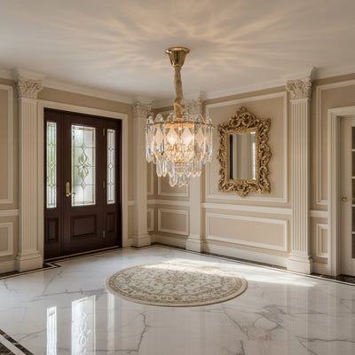 Crystal Chandelier VELVET Petito, 3xE14, D30 cm, Χρυσό, Ρυθμιζόμενο Ύψος, Μέταλλο και Κρύσταλλο