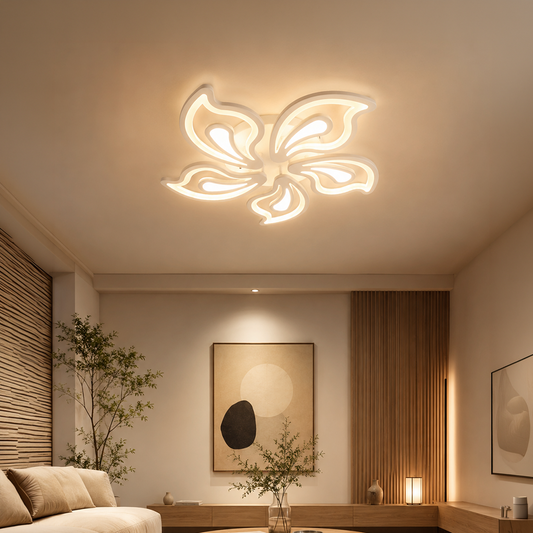 Πολυέλαιος LED με τηλεχειριστήριο GLORIOSA 95W, 5 πέταλα, Κρύο/Ζεστό/Ουδέτερο φως, Ρυθμιζόμενο, Λευκό