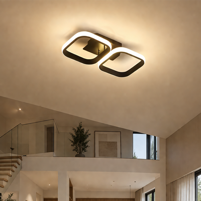 Πολυέλαιος LED VERTEX 21W, 2 Τετράγωνα, Γραμμικό, Κρύο/Ζεστό/Ουδέτερο φως, Μαύρο