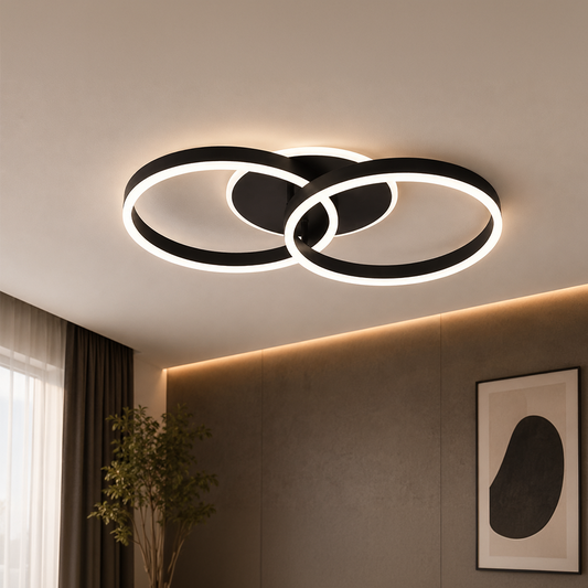 Πολυέλαιος LED με τηλεχειριστήριο RIGA LILITH 34W, 2 Κύκλοι, Κρύο/Ζεστό/Ουδέτερο φως, Ρυθμιζόμενο, Μαύρο