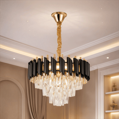 Nobile VERSAILLES Crystal Chandelier 5xE14, Διάμετρος 40cm, Γυαλιστερό χρυσό και μαύρο