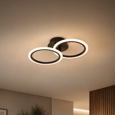 Πολυέλαιος LED με τηλεχειριστήριο BETTY 27W, 2 Κύκλοι, Κρύο/Ζεστό/Ουδέτερο φως, Ρυθμιζόμενο, Μαύρο