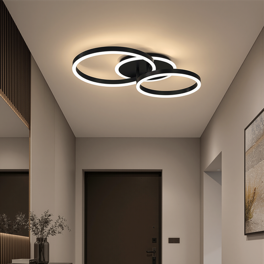 Πολυέλαιος LED με τηλεχειριστήριο RINOVA 66W, 2 Κύκλοι, Κρύο/Ζεστό/Ουδέτερο φως, Ρυθμιζόμενο, Μαύρο