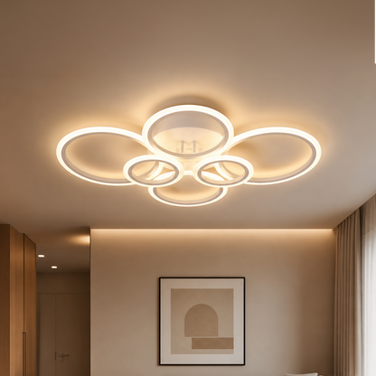 Πολυέλαιος LED με τηλεχειριστήριο BETTY 82W, 6 κύκλοι, κρύο/ζεστό/ουδέτερο φως, ρυθμιζόμενο, λευκό