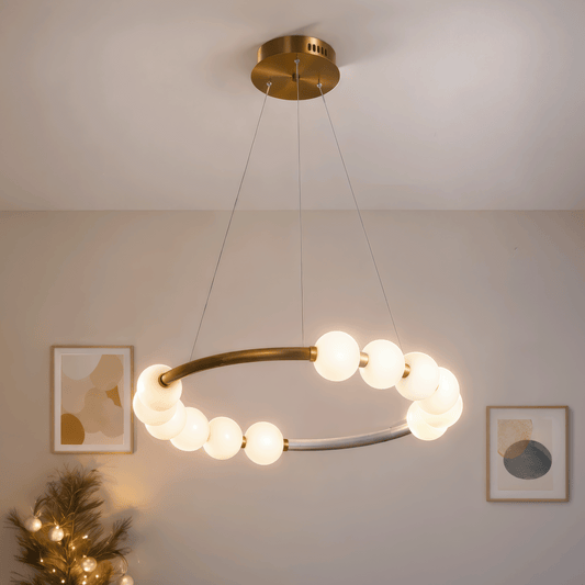 Nova 57W Ακρυλικός LED Κρεμαστός Πολυέλαιος με Τηλεχειριστήριο, Ρυθμιζόμενο, 3000K/4000K/6000K, Χρυσό, Μέταλλο και Ακρυλικό