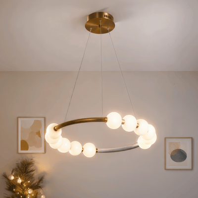 Nova 57W Ακρυλικός LED Κρεμαστός Πολυέλαιος με Τηλεχειριστήριο, Ρυθμιζόμενο, 3000K/4000K/6000K, Χρυσό, Μέταλλο και Ακρυλικό