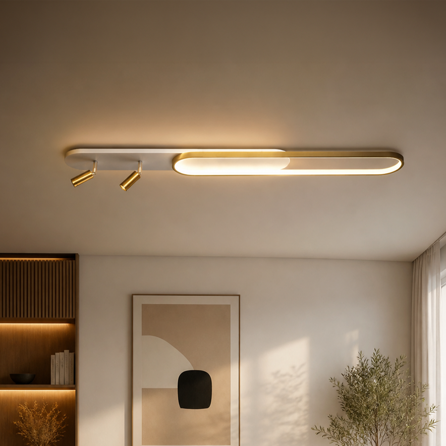 Πολυέλαιος LED με Ρυθμιζόμενο Προβολέα FISSO Camilla, 66W, Κρύο/Ζεστό/Ουδέτερο φως, Γυαλιστερό χρυσό