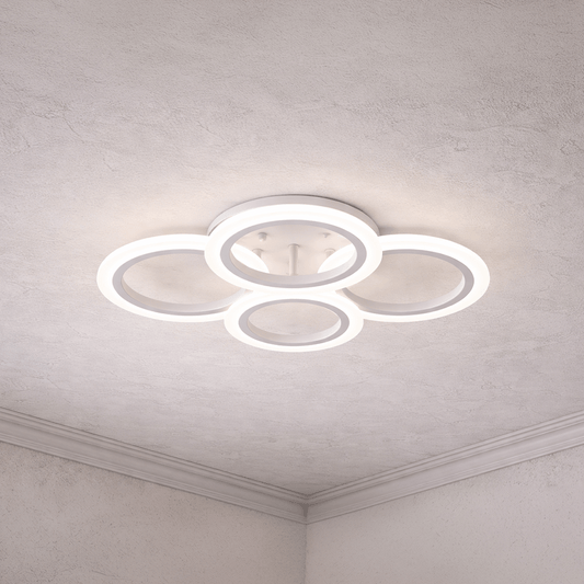 Πολυέλαιος LED με τηλεχειριστήριο BETTY 43W, 4 Κύκλοι, Κρύο/Ζεστό/Ουδέτερο φως, Ρυθμιζόμενο, Λευκό