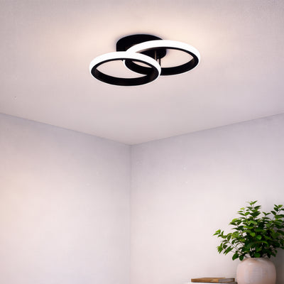 Πολυέλαιος LED VERTEX CIRCULA 21W, 2 Κύκλοι, Μεταλλικοί Σκελετοί, Κρύο/Ζεστό/Ουδέτερο φως 3000K/4000K/6000K, Μαύρο, Μεταλλικό