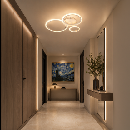 Πολυέλαιος LED με τηλεχειριστήριο BETTY 40W, 3 κύκλοι, κρύο/ζεστό/ουδέτερο φως, ρυθμιζόμενο, λευκό, μέταλλο και ακρυλικό