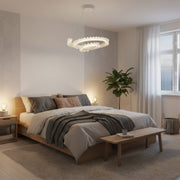 Πολυέλαιος LED LT188WH, Κρύσταλλο και μέταλλο, 40W, Ρυθμιζόμενο, Ρυθμιζόμενο ύψος, Κρύο/Ζεστό/Ουδέτερο φως, Πολυτελής Φωτισμός