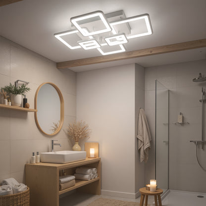 Πολυέλαιος LED με τηλεχειριστήριο ELLA 119W, 6 Τετράγωνα, Κρύο/Ζεστό/Ουδέτερο φως, Ρυθμιζόμενο, Λευκό