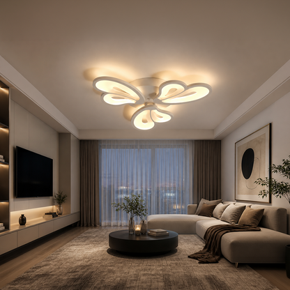 Πολυέλαιος LED με τηλεχειριστήριο BLOSSOM 43W, 3 Πέταλα, Κρύο/Ζεστό/Ουδέτερο φως, Ρυθμιζόμενο, Λευκό