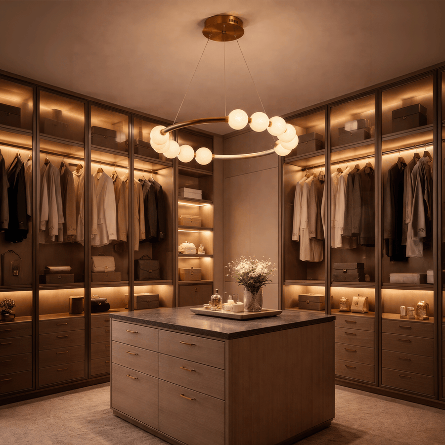 Nova 57W Ακρυλικός LED Κρεμαστός Πολυέλαιος με Τηλεχειριστήριο, Ρυθμιζόμενο, 3000K/4000K/6000K, Χρυσό, Μέταλλο και Ακρυλικό