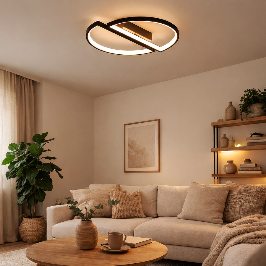 Πολυέλαιος LED με τηλεχειριστήριο VECTOR ARCUS 52W, 2 Στοιχεία, Κρύο/Ζεστό/Ουδέτερο φως, Ρυθμιζόμενο, Μαύρο