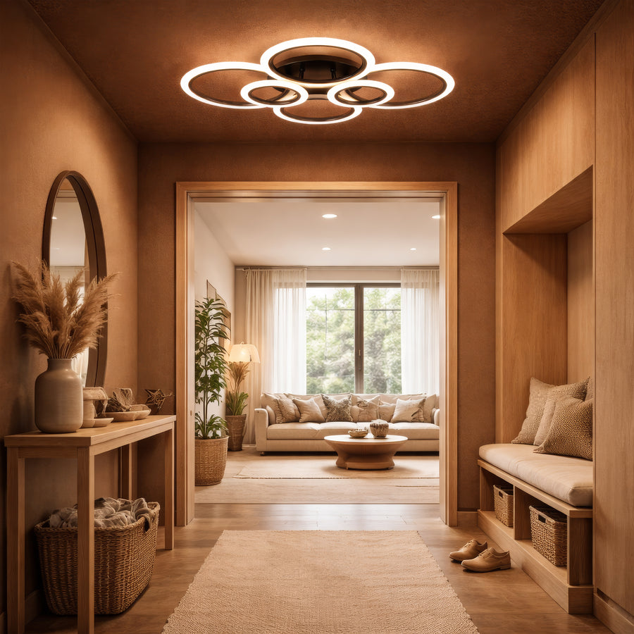 Πολυέλαιος LED με τηλεχειριστήριο BETTY 82W, 6 Κύκλοι, Κρύο/Ζεστό/Ουδέτερο φως, Ρυθμιζόμενο, Μαύρο