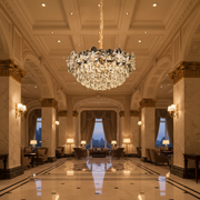 Crystal Chandelier JARDIN Eleganza 9xE14, Διάμετρος 50cm, Ύψος 30cm, Γυαλιστερό χρυσό, Ρυθμιζόμενο ύψος, Κομψή σχεδίαση Crystal Chandeliers Προεπιλεγμένος τίτλος Alessandro Design