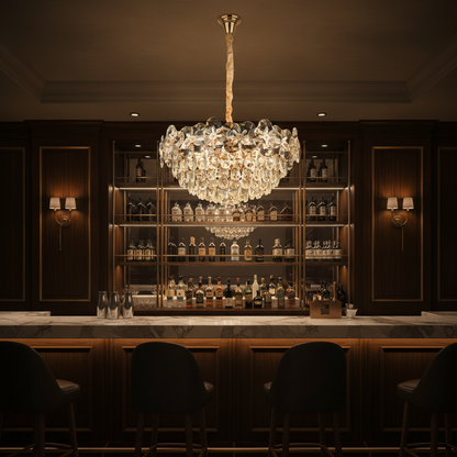 Crystal Chandelier JARDIN Magno 14xE14, Διάμετρος 60cm, Ύψος 35cm, Γυαλιστερό χρυσό, Ρυθμιζόμενο ύψος, Κομψή σχεδίαση Crystal Chandelier Προεπιλεγμένος τίτλος Alessandro Design