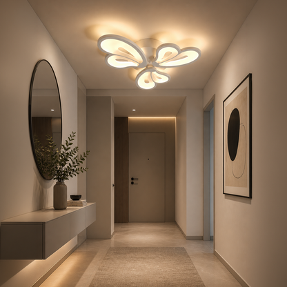 Πολυέλαιος LED με τηλεχειριστήριο BLOSSOM 43W, 3 Πέταλα, Κρύο/Ζεστό/Ουδέτερο φως, Ρυθμιζόμενο, Λευκό