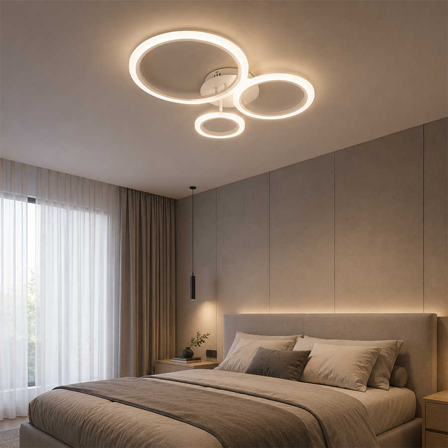 Πολυέλαιος LED με τηλεχειριστήριο BETTY 40W, 3 κύκλοι, κρύο/ζεστό/ουδέτερο φως, ρυθμιζόμενο, λευκό, μέταλλο και ακρυλικό
