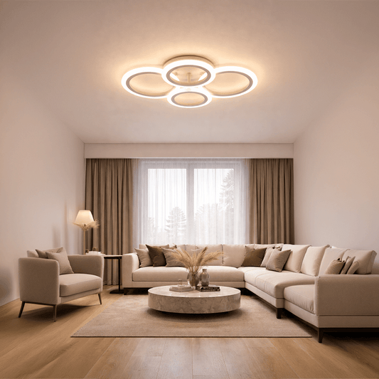 Πολυέλαιος LED με τηλεχειριστήριο BETTY 43W, 4 Κύκλοι, Κρύο/Ζεστό/Ουδέτερο φως, Ρυθμιζόμενο, Λευκό