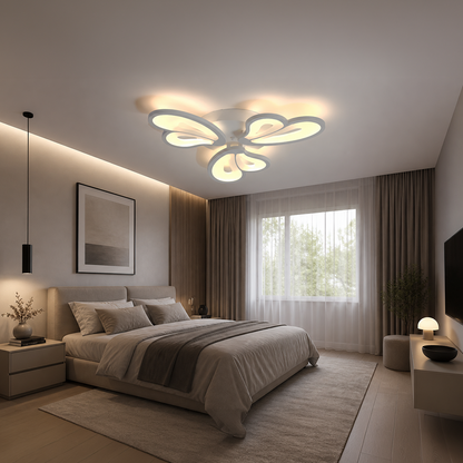 Πολυέλαιος LED με τηλεχειριστήριο BLOSSOM 43W, 3 Πέταλα, Κρύο/Ζεστό/Ουδέτερο φως, Ρυθμιζόμενο, Λευκό